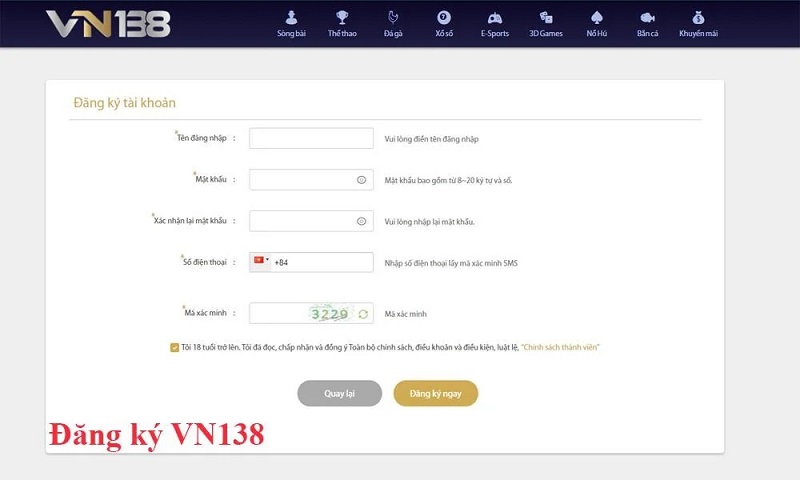 đăng ký nhà cái Vn138 trên máy tính